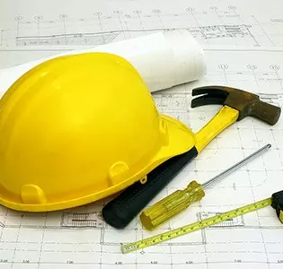 hardhat and construction tools
